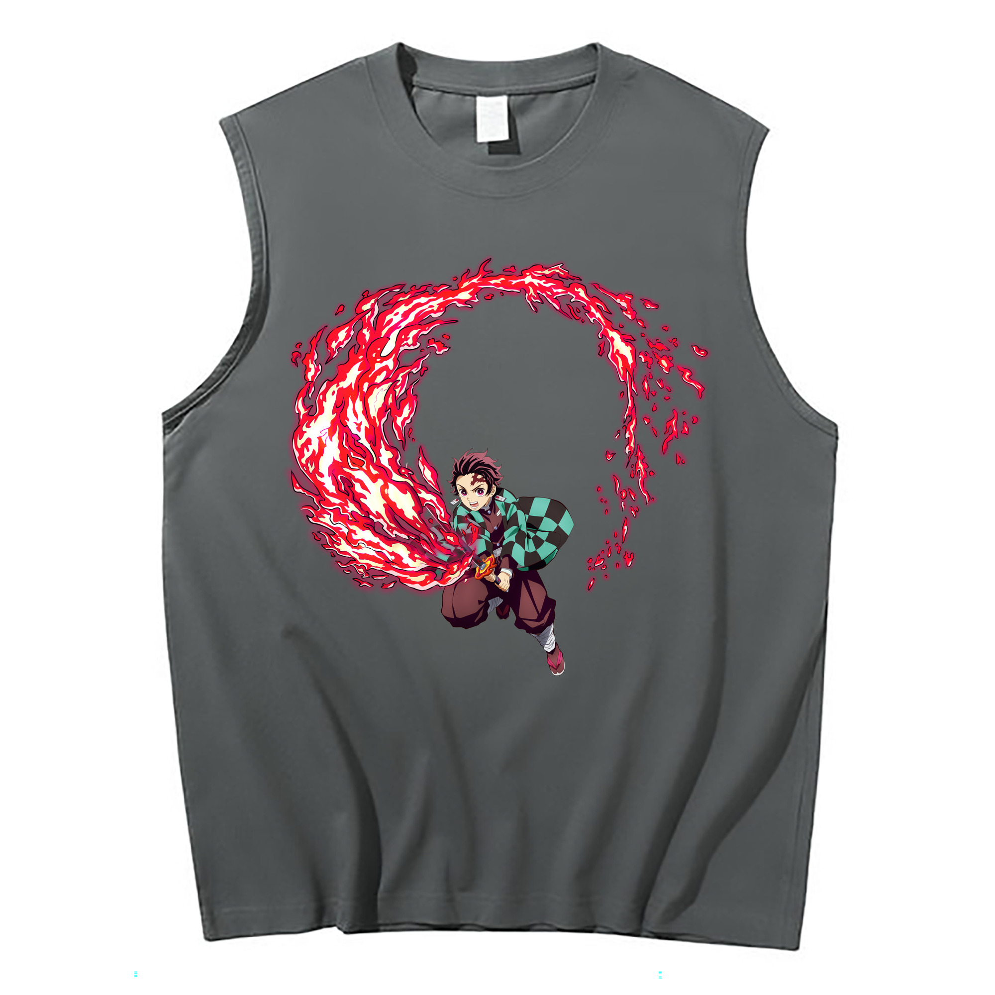 （画像用） 鬼滅の刃 竈門 炭治郎／かまど たんじろう Kamado Tanjirou コットン100％タンクトップ（フロントプリント）